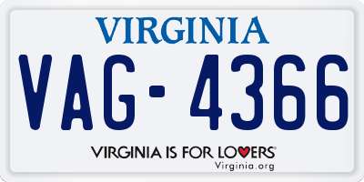 VA license plate VAG4366