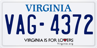 VA license plate VAG4372