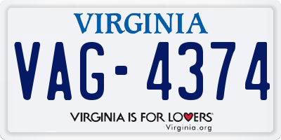 VA license plate VAG4374