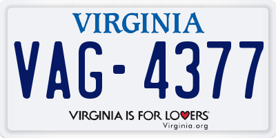 VA license plate VAG4377