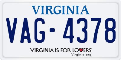 VA license plate VAG4378
