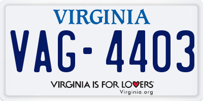 VA license plate VAG4403