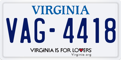 VA license plate VAG4418