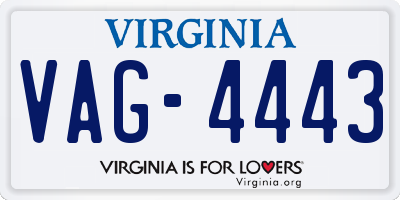 VA license plate VAG4443