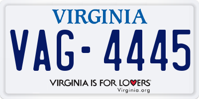VA license plate VAG4445