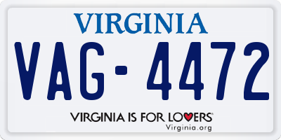 VA license plate VAG4472