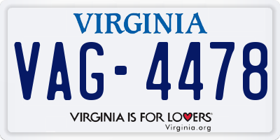 VA license plate VAG4478