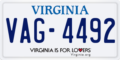 VA license plate VAG4492