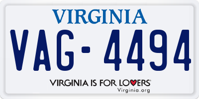 VA license plate VAG4494