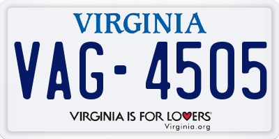 VA license plate VAG4505