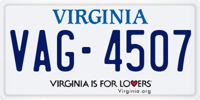 VA license plate VAG4507