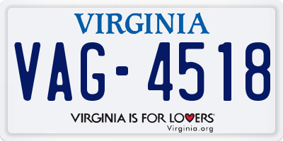 VA license plate VAG4518