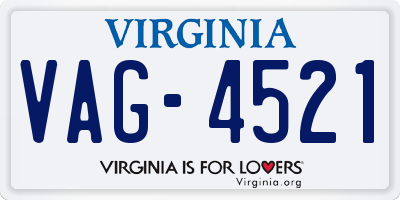 VA license plate VAG4521