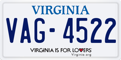 VA license plate VAG4522