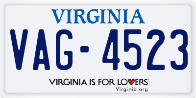 VA license plate VAG4523