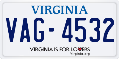 VA license plate VAG4532