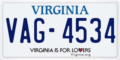 VA license plate VAG4534