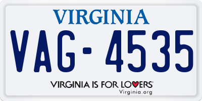 VA license plate VAG4535