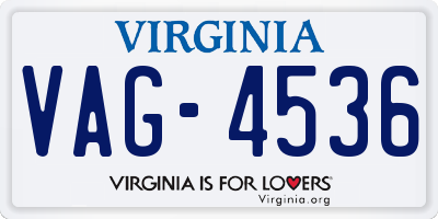 VA license plate VAG4536