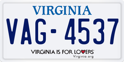 VA license plate VAG4537