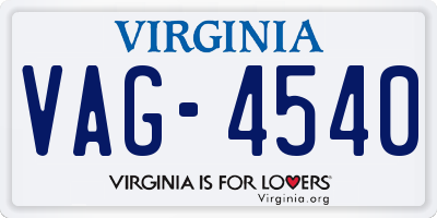 VA license plate VAG4540