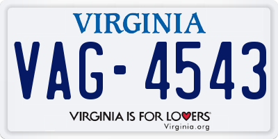 VA license plate VAG4543