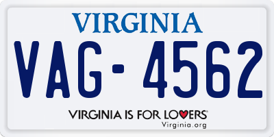 VA license plate VAG4562