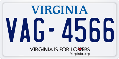 VA license plate VAG4566