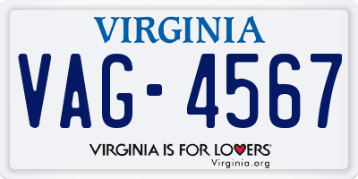 VA license plate VAG4567