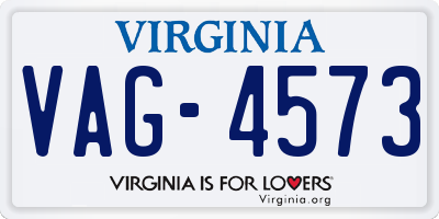 VA license plate VAG4573