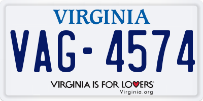 VA license plate VAG4574