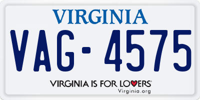 VA license plate VAG4575