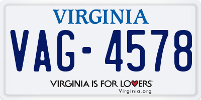 VA license plate VAG4578