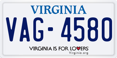 VA license plate VAG4580