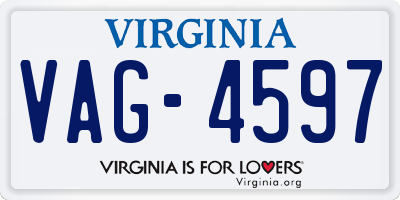 VA license plate VAG4597