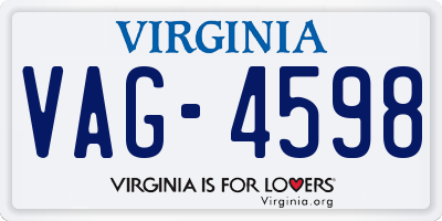 VA license plate VAG4598