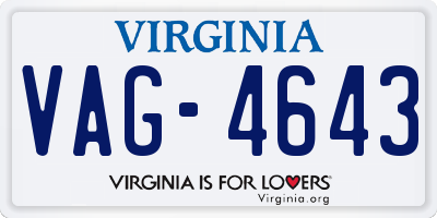 VA license plate VAG4643