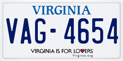 VA license plate VAG4654