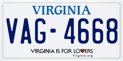 VA license plate VAG4668