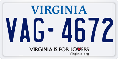 VA license plate VAG4672