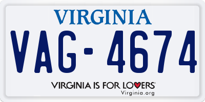 VA license plate VAG4674