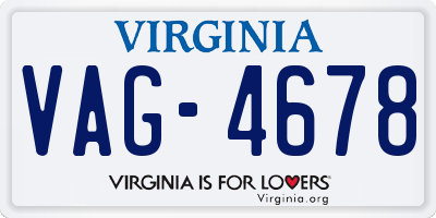 VA license plate VAG4678