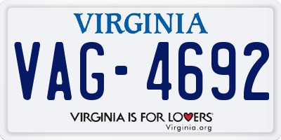 VA license plate VAG4692