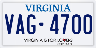 VA license plate VAG4700