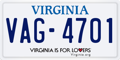 VA license plate VAG4701