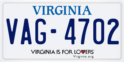 VA license plate VAG4702