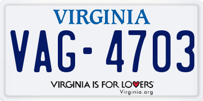 VA license plate VAG4703