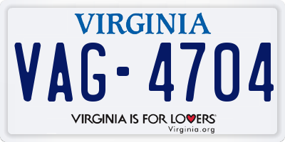 VA license plate VAG4704
