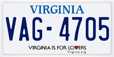 VA license plate VAG4705
