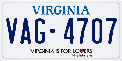 VA license plate VAG4707
